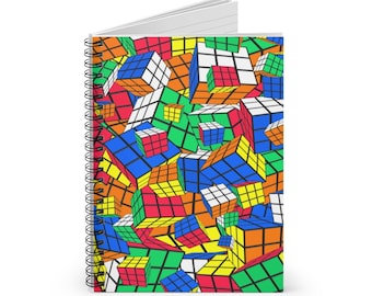 Crazy Cubes - Rubik&#39;s Cube Notebook - Spiral, Ruled Line, Journal, Lined Paper, School, Office - 118 page