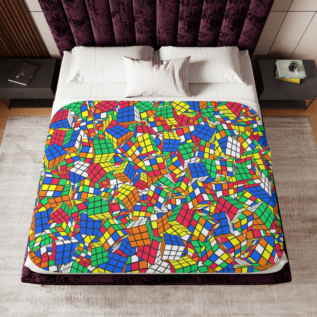 Pile of Cubes Rubik's Cube Blanket Sherpa Fleece Blanket Soft, Cozy