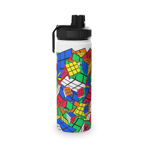 Crazy Cubes Rubik's Cube Water Bottle, Stainless Steel, Insulated Drink, Twist On Lid, Sports Lid