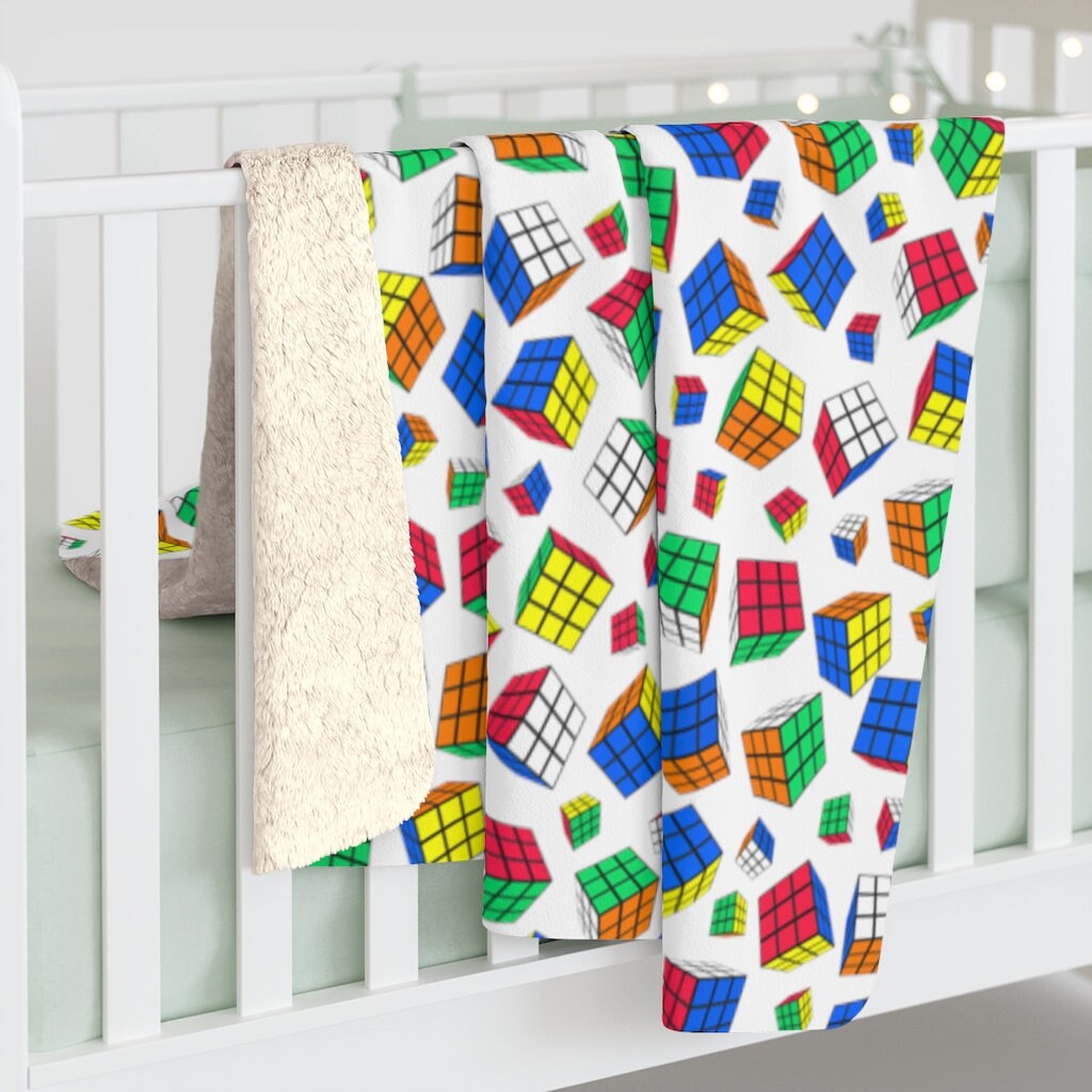 Cubes All Over Rubik's Cube Blanket Sherpa Fleece Etsy