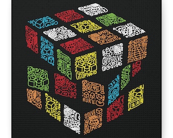Rubik's Cube Art - Doodle Cube - Canvas Gallery Wrap