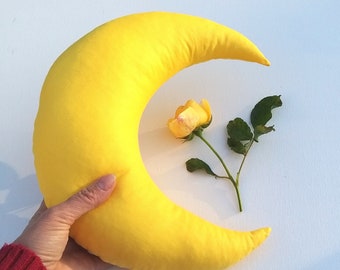 yellow moon pillow