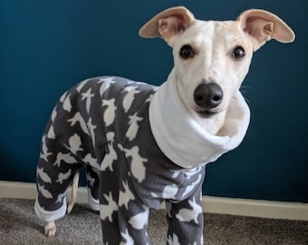 Grey Bunny Whippet onesie/pyjamas made to order