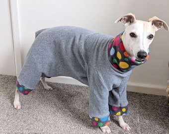 Grey & Spot Whippet onesie/pyjamas made to order