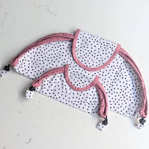 Lay flat makeup/skin care bag (Standard & Handbag Sizes) - Pink with monochrome spot
