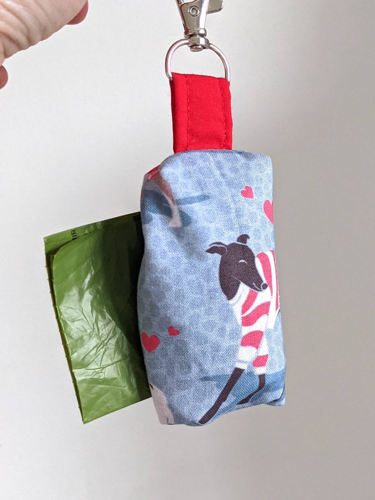 clip sur le support de sac caca - whippet/greyhound lurcher fabric