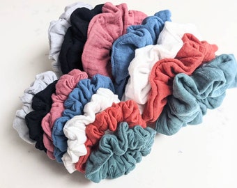 Mini & Maxi gauze/cheesecloth/muslin scrunchies in various colours and packs
