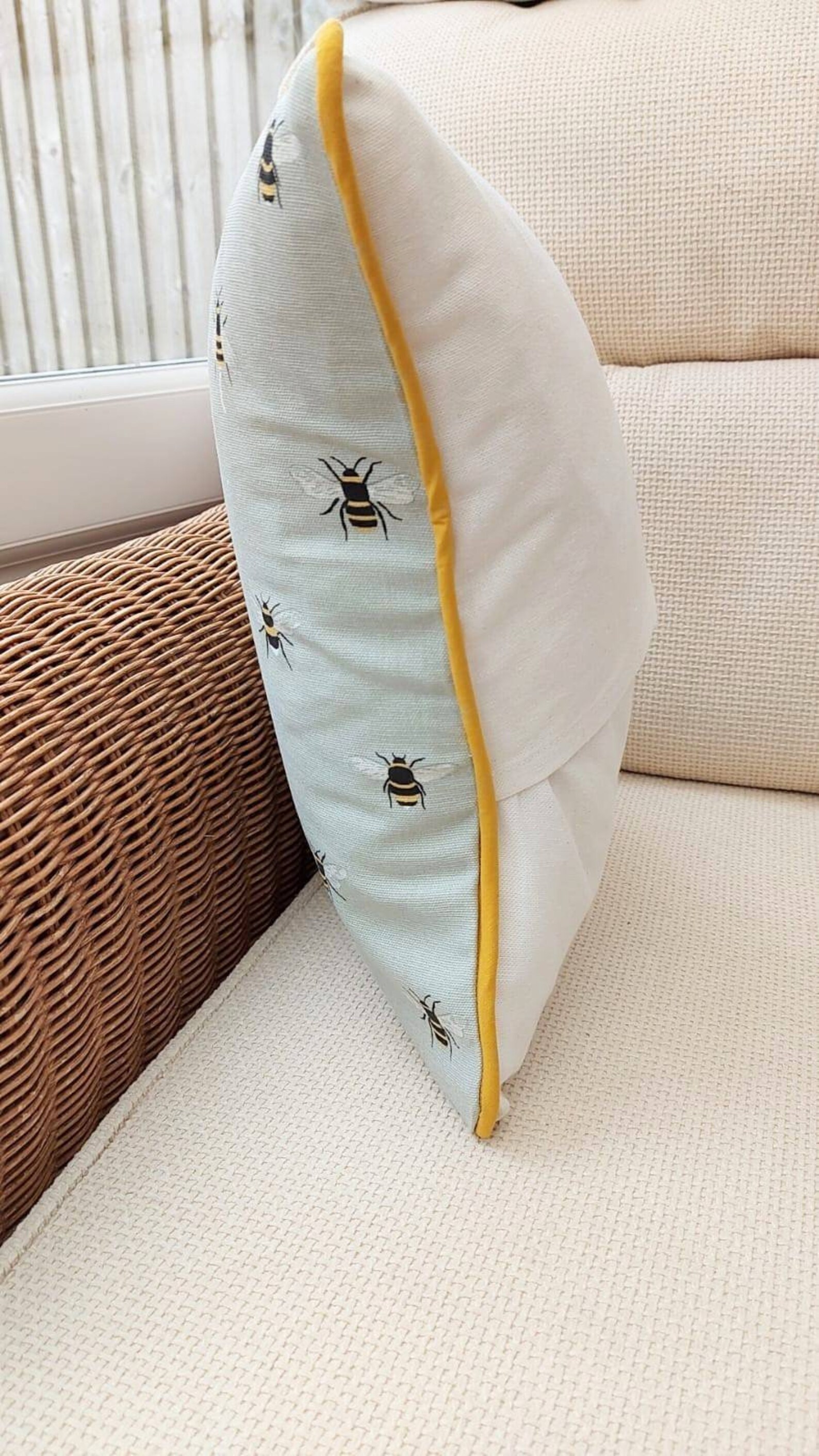 Sophie Allport Bee 16 Inch Cushion With Pompom or Piped Trim. Etsy