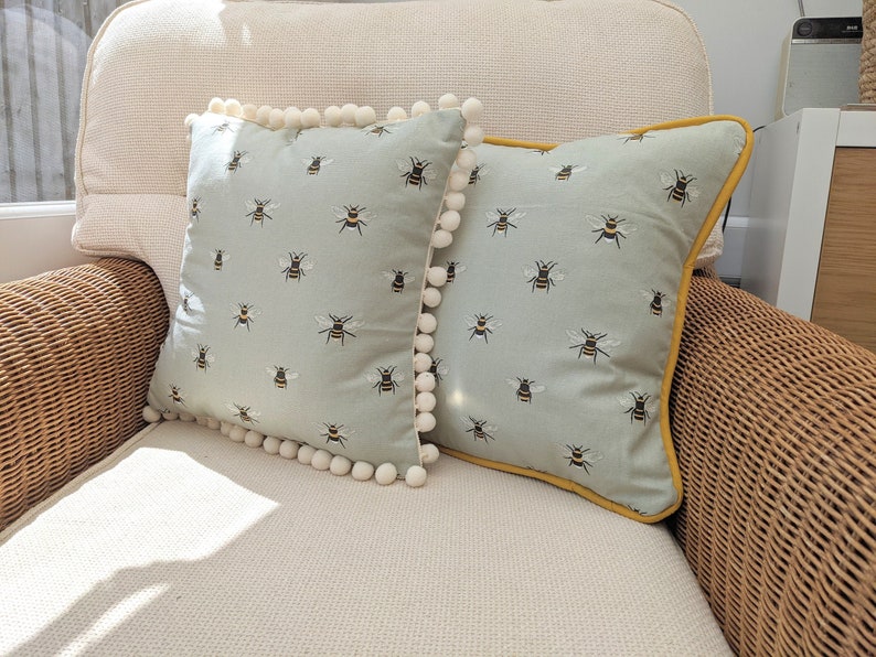 Sophie Allport Bee 16 Inch Cushion With Pompom or Piped Trim. Etsy