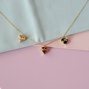 Hearts of the Holy Family Necklace: Gold Plated S-925