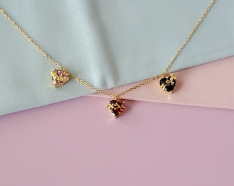 Hearts of the Holy Family Necklace: Gold Plated S-925