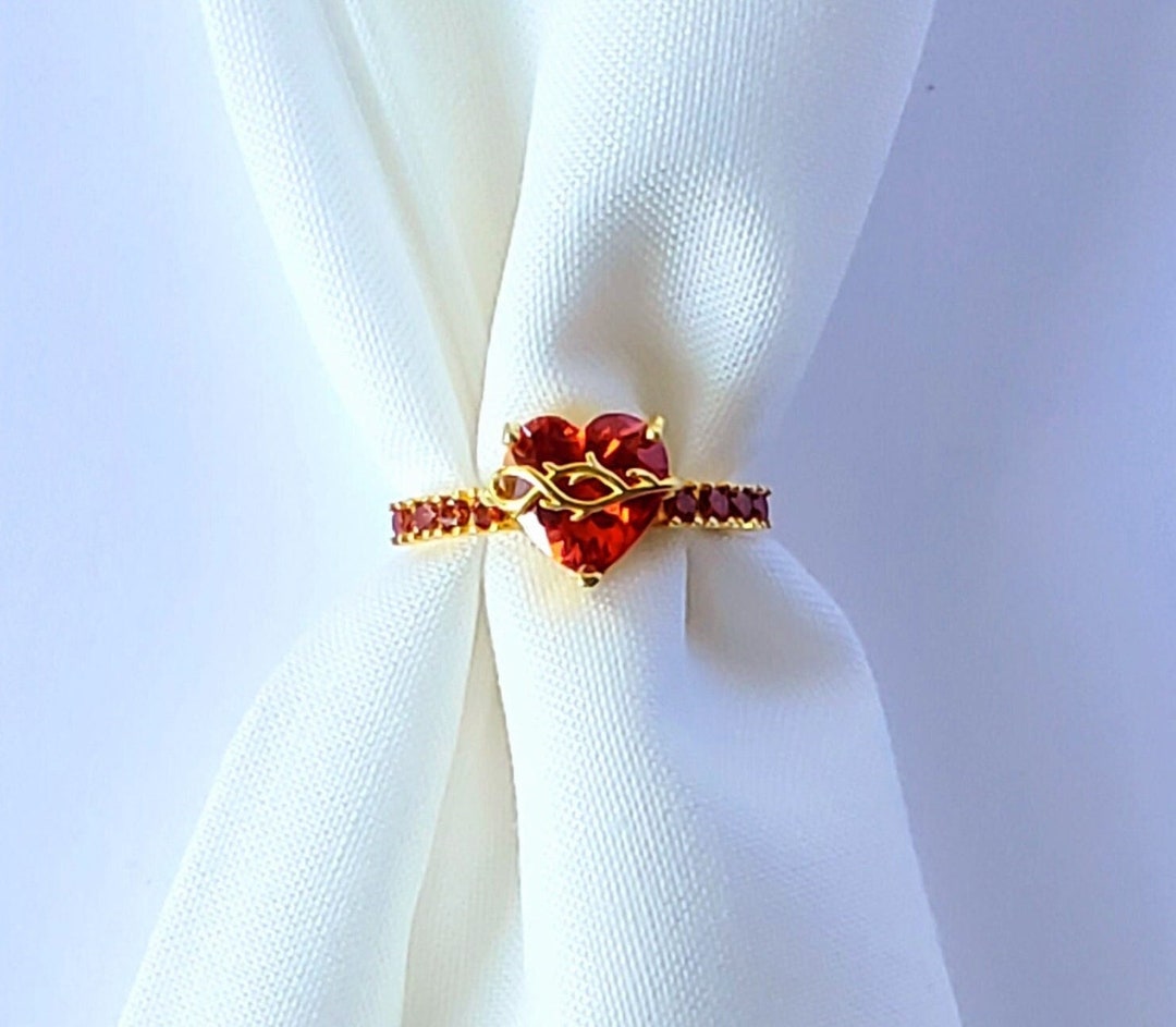 Sacred Heart Ring | Big Heart Stone - Etsy