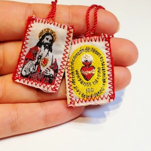 Scapular sacred Heart of Jesus, scapular medal, catholic gifts, religious jewelry, miraculous Virgin Mary, sacred heart