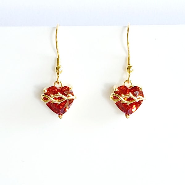 Sacred heart dangle earrings