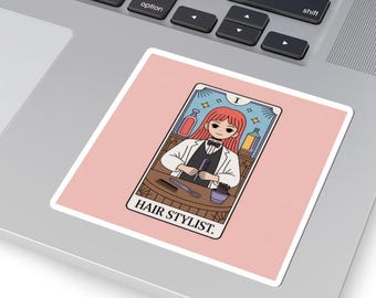 Hairstylist Tarot Card Sticker: Mystical Salon Vinyl Decal