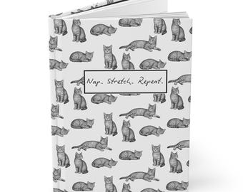 Cat Lover Journal, Aesthetic Notebook, Cute Feline Diary, Lined Pages, Hardcover Stationery Gift