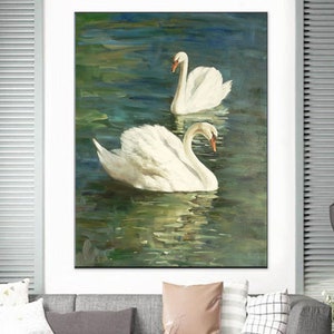 White Swan painting,White Swan Art,Oversize Painting Original Large Canvas Painting, Hand Made Wall Art ,oil Painting
