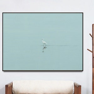 Egret painting Oversize Painting Modern Art Original Large Canvas Painting, Hand Made Wall Art ,oil Painting,E003