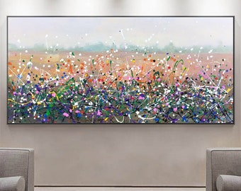 Jackson Pollock style Abstract Landscape painting ,Oversize Painting, Original Large Canvas Painting ,Hand Made Wall Art ,Acrylic Painting