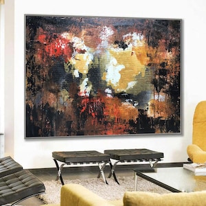 Gold Red Black Abstract painting, Oversize Painting ,Modern Art, Original Large Canvas Painting, Hand Made Wall Art ,Acrylic Painting