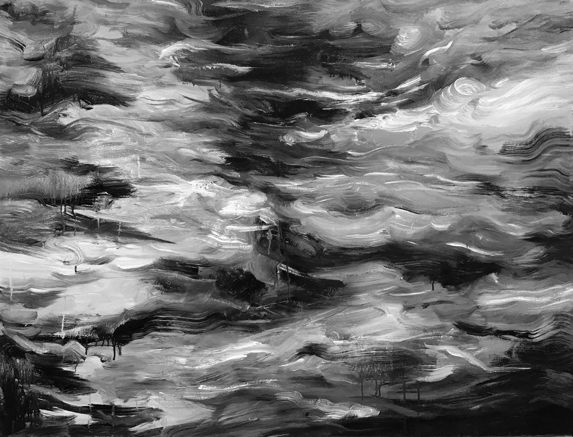 Extra Large Black White Canvas Painting Abstract painting | Etsy