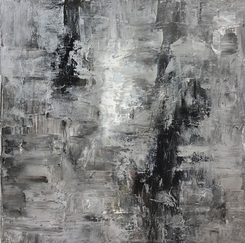 Extra Large Black Silver Abstract Painting modern Etsy