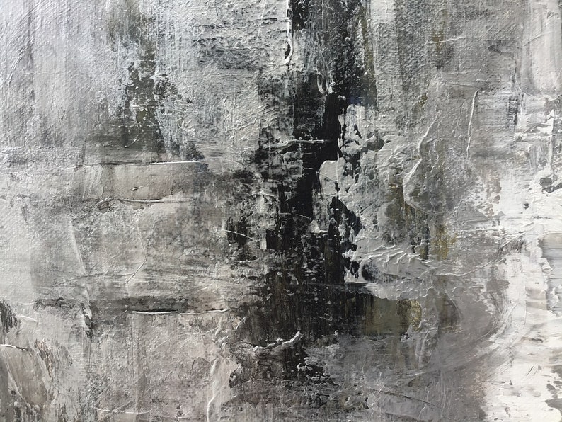 Extra Large Black Silver Abstract Painting modern Etsy