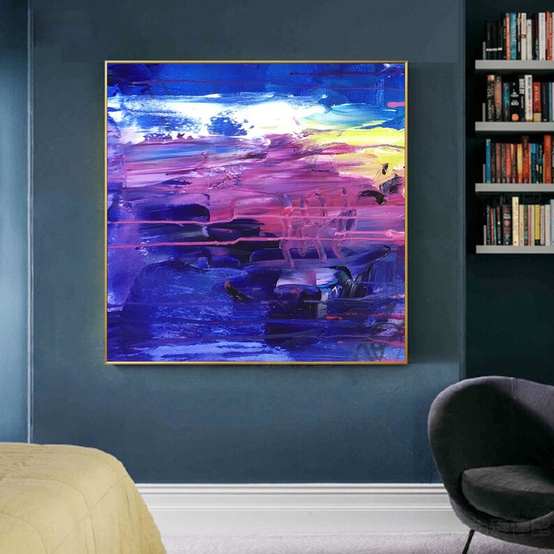 Extra Large Purple Abstract Painting modern Artoversize Etsy
