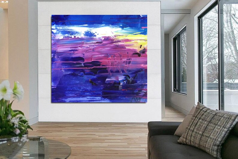 Extra Large Purple Abstract Painting modern Artoversize Etsy