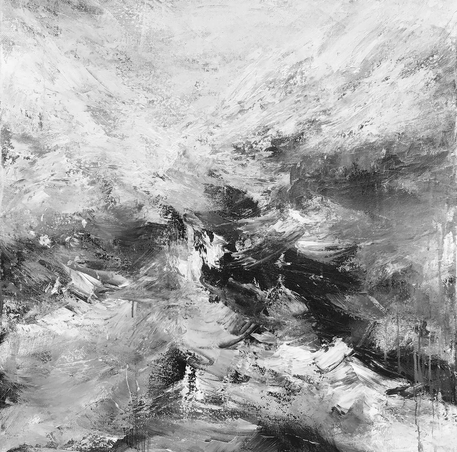 Extra Large Canvas Paintingblack White Abstract Painting Etsy