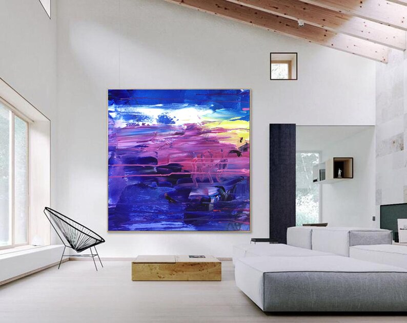 Extra Large Purple Abstract Painting modern Artoversize Etsy