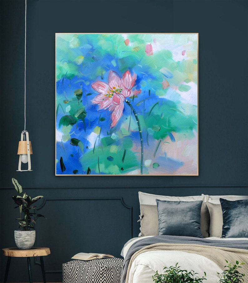 Lotus Artlotus Flower Painting oversize Painting original Etsy
