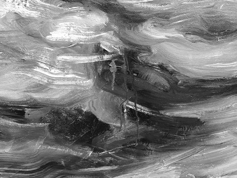 Extra Large Black White Canvas Painting abstract Painting Etsy