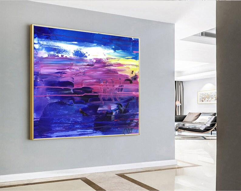 Extra Large Purple Abstract Painting modern Artoversize Etsy