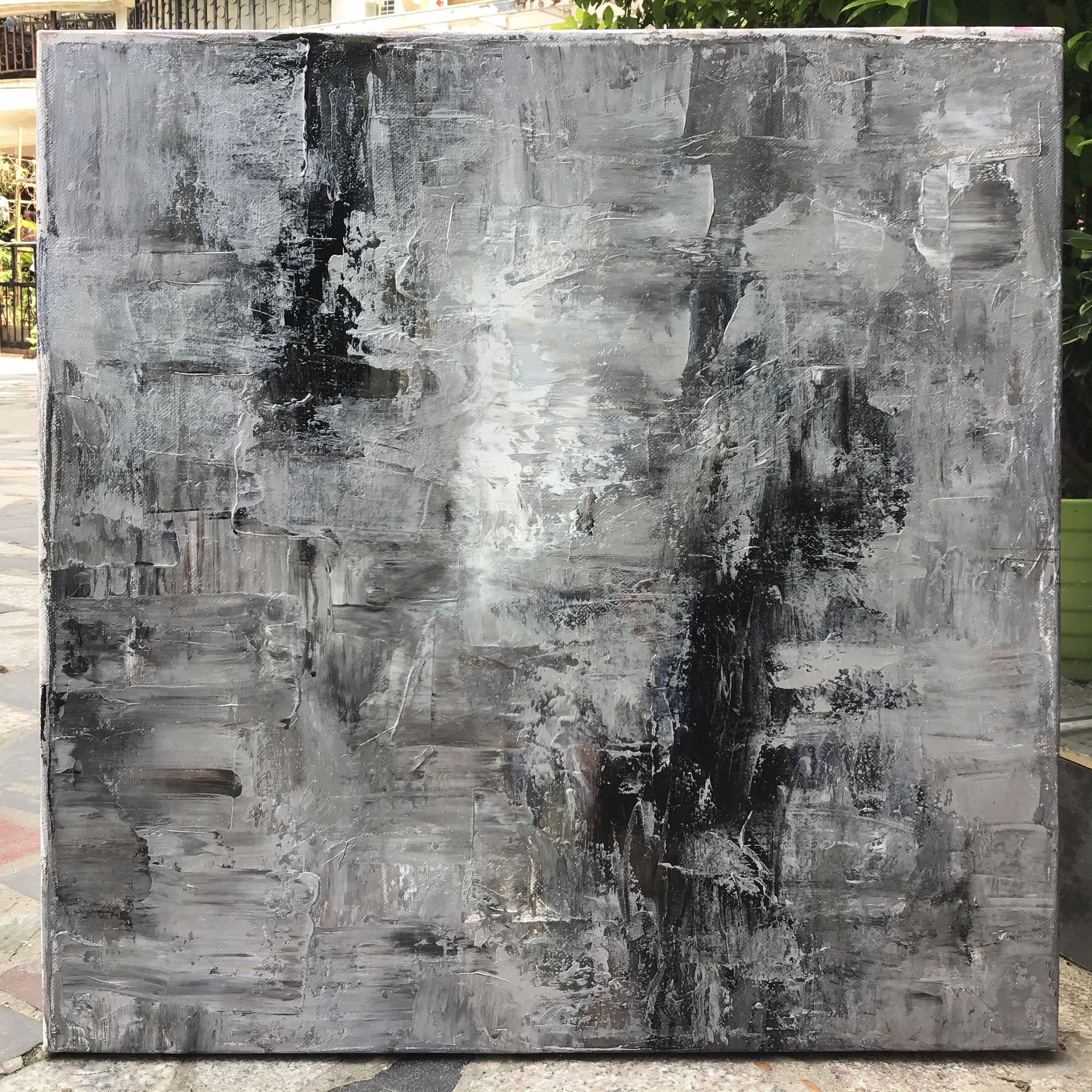Extra Large Black Silver Abstract Painting Modern Etsy