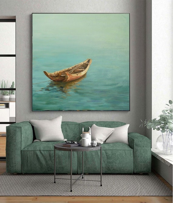 Boat painting ,Boat art,Oversize Painting Modern Art Original Large Canvas Painting, Hand Made Wall Art ,oil Painting,B002