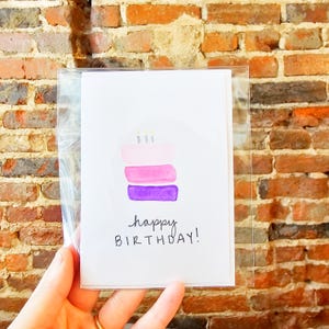 Hand-Painted Watercolor Birthday Card: Cake Design