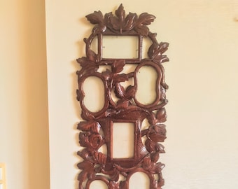 Handcarved Wooden Family Tree Photo Frame - Antique Style