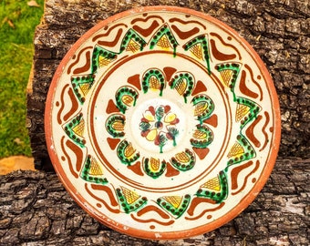 Handmade Kosiv Ceramic Plate, Ukrainian Folk Art Pottery