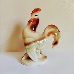 Porcelain Rooster Figurine / Limited Edition Porcelain Rooster / Birdlover gift / Farmhouse decor / Vintage Romanian Porcelain
