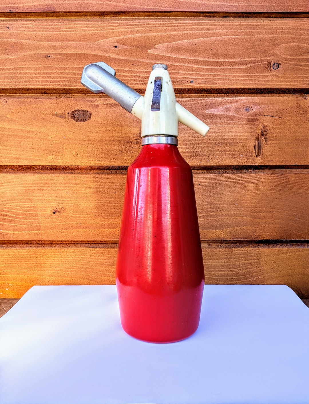 Vintage Seltzer Bottle / Retro Gift for Bartender / Bright Etsy