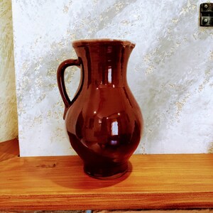 Ceramic jug / Brown clay jug / Ceramic Vase with Handle / Vintage jug vase / Country jug / Ceramic pitcher / Vintage Pottery