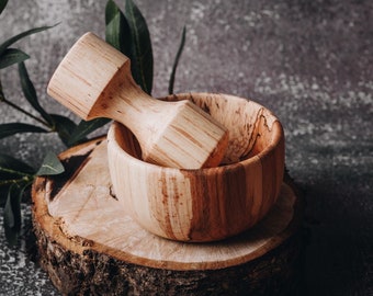 Mortar / Wooden Mortar and Pestle / Ukraine sellers / Grinder for Herbs / Spices and Kitchen Usage / Easter gift