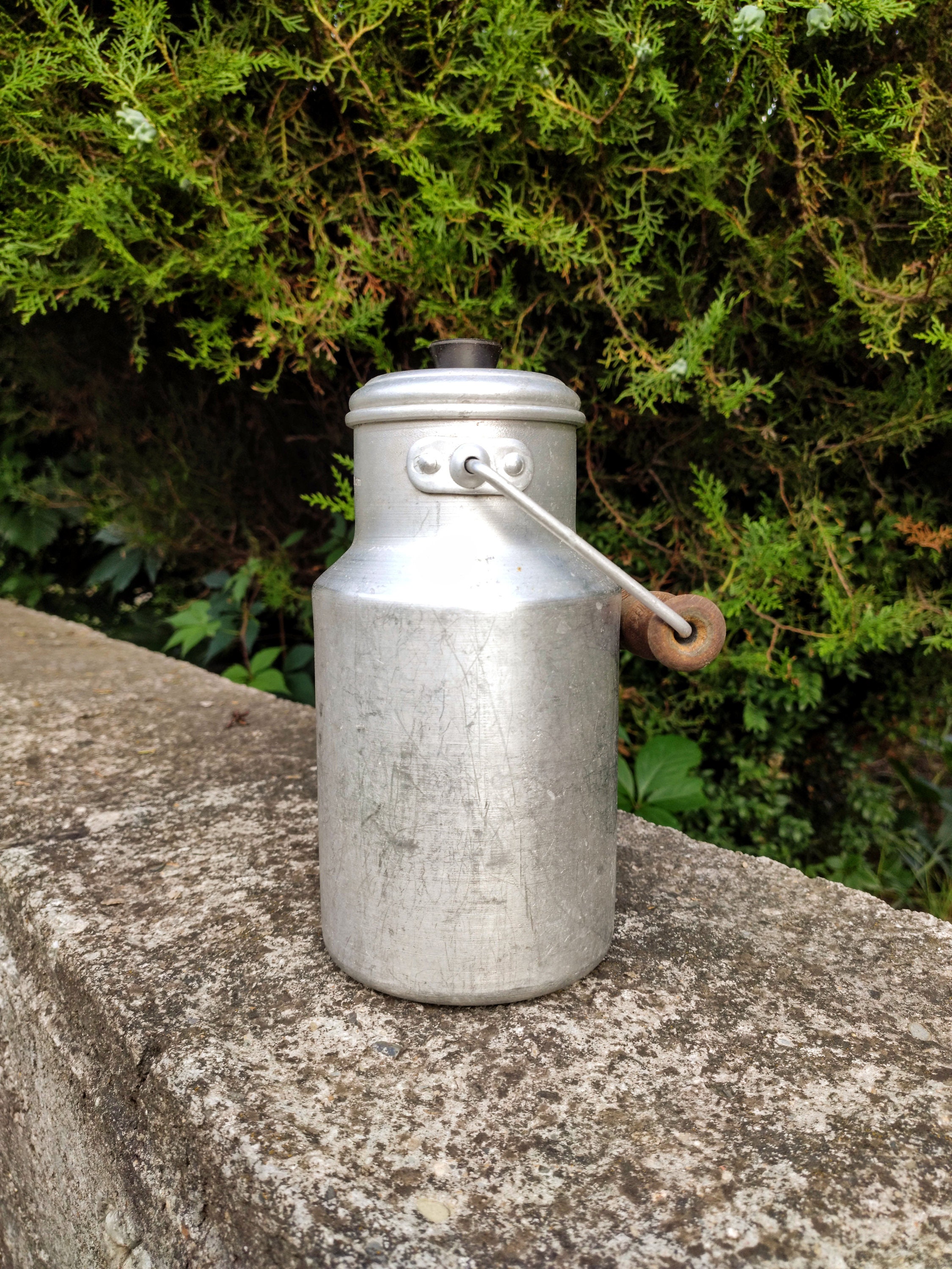 Milk jar / Vintage milk jar / Aluminium milk jar whis lid / Etsy