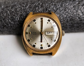 Vintage Slava Mechanical Watch – USSR Gold Plated Day-Date Wristwear