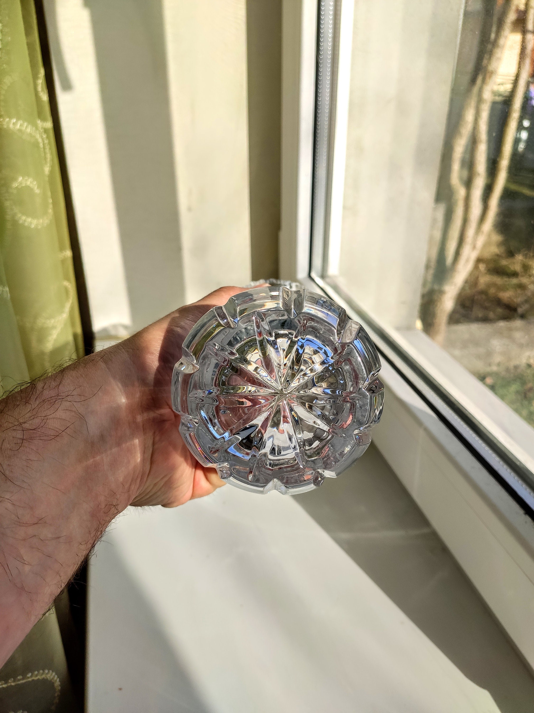 ハンドカットクリスタル花瓶：ヴィンテージボヘミアンガラスフラワー