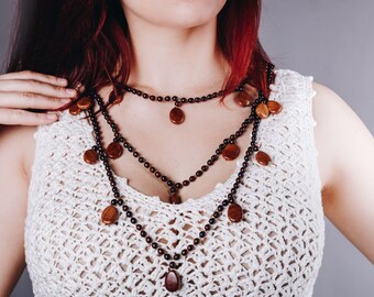 Layered Wooden Bead Necklace: Chunky Boho Statement Jewelry