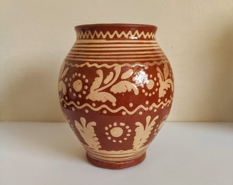 Kosiv ceramics / Vintage ceramic pot / Floral ceramic pot / Ukraine pottery / Ukrainian Hand Painted pottery / Farm house decor /