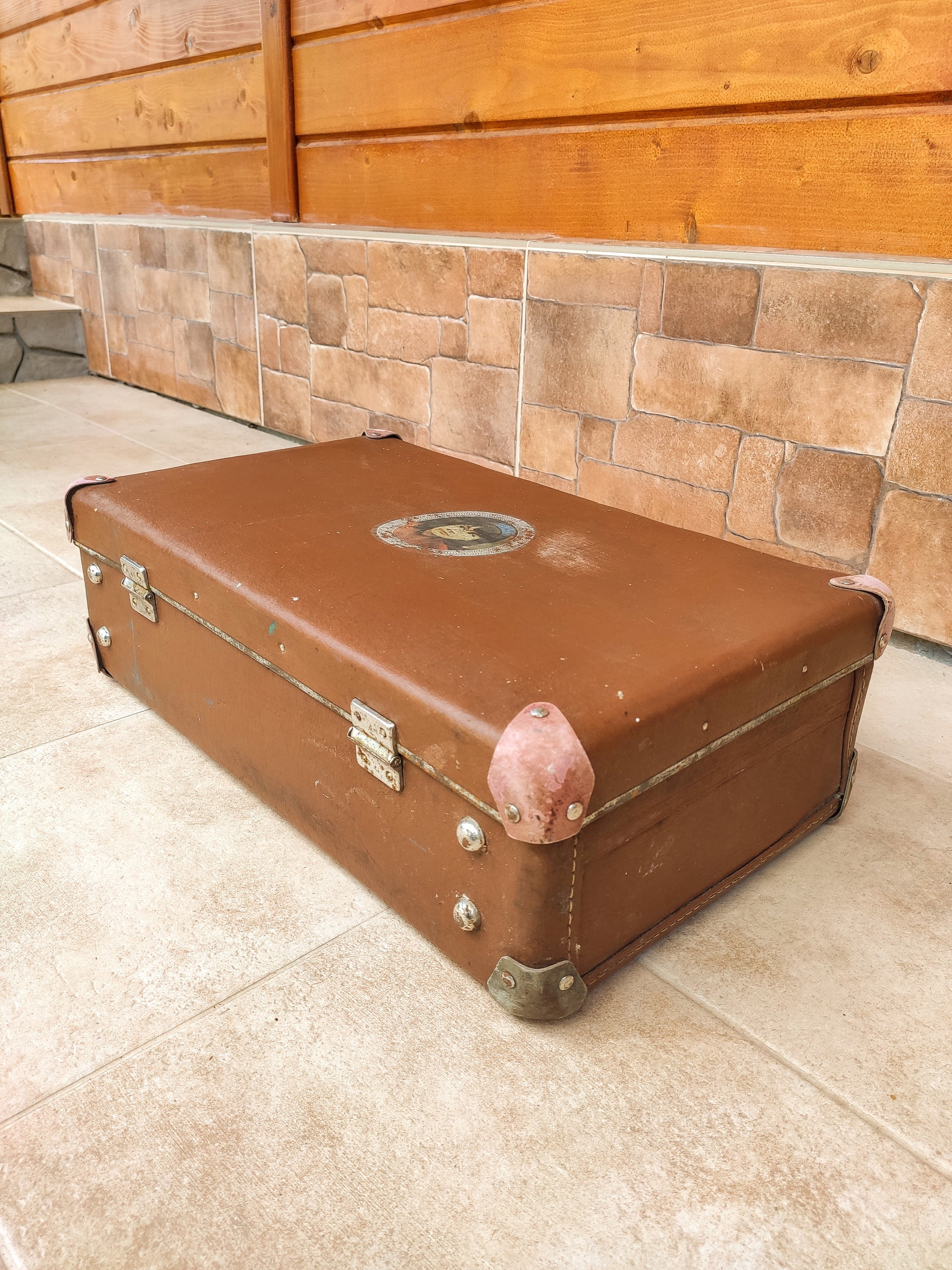 Vintage USSR Suitcase: Brown Antique Travel Case - Etsy