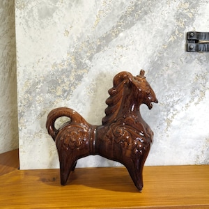 Horse-shaped flask / Horse figurine / Ukraine ceramics / Majolica figurine / Traditional Ukrainian ceramics figurine / Rustic home decor
